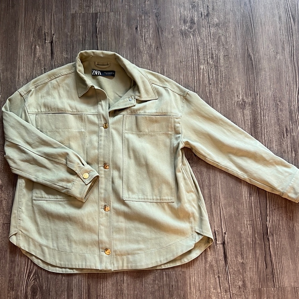 Zara green shirt jacket
